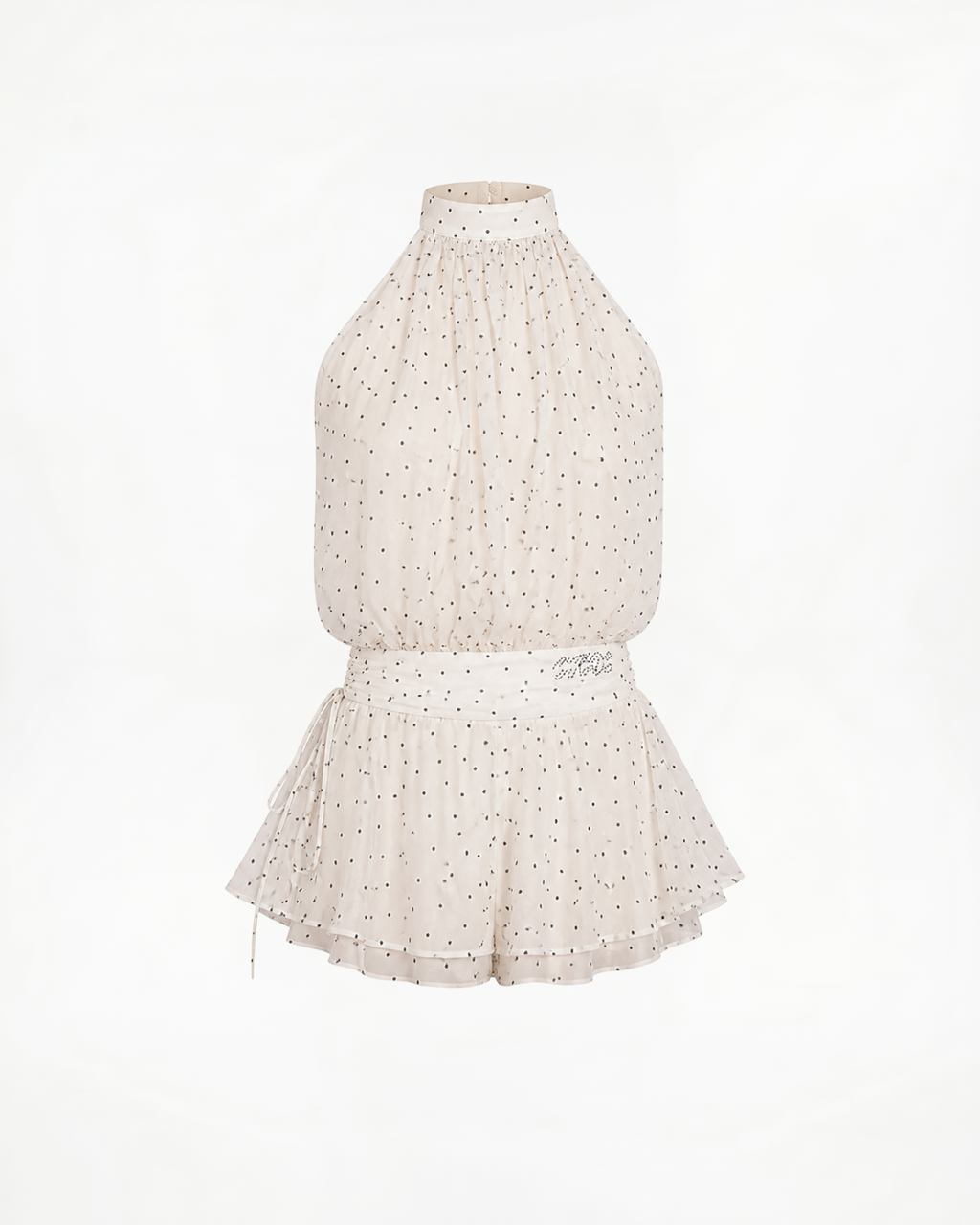 White polka dot mesh dress