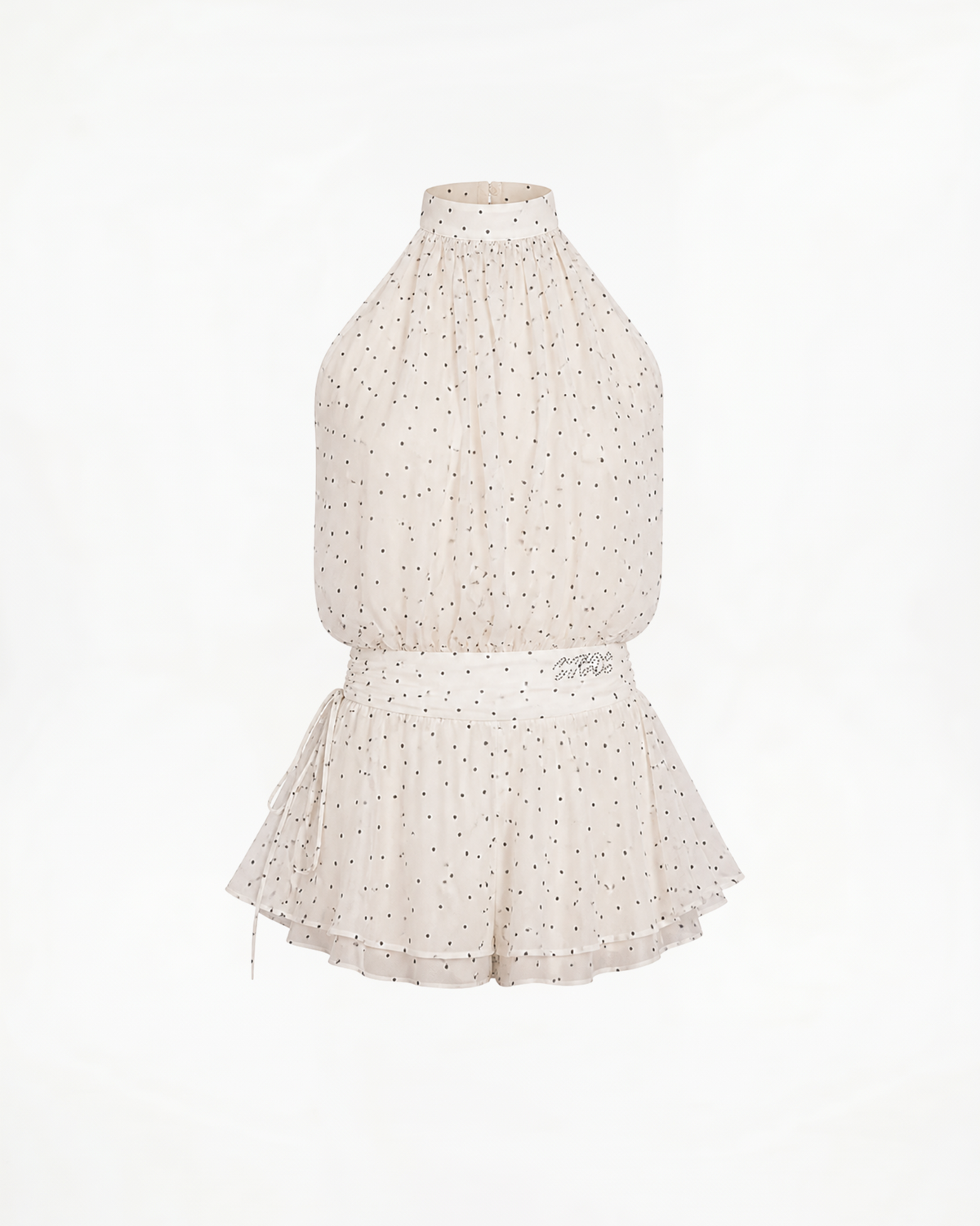 White polka dot mesh dress