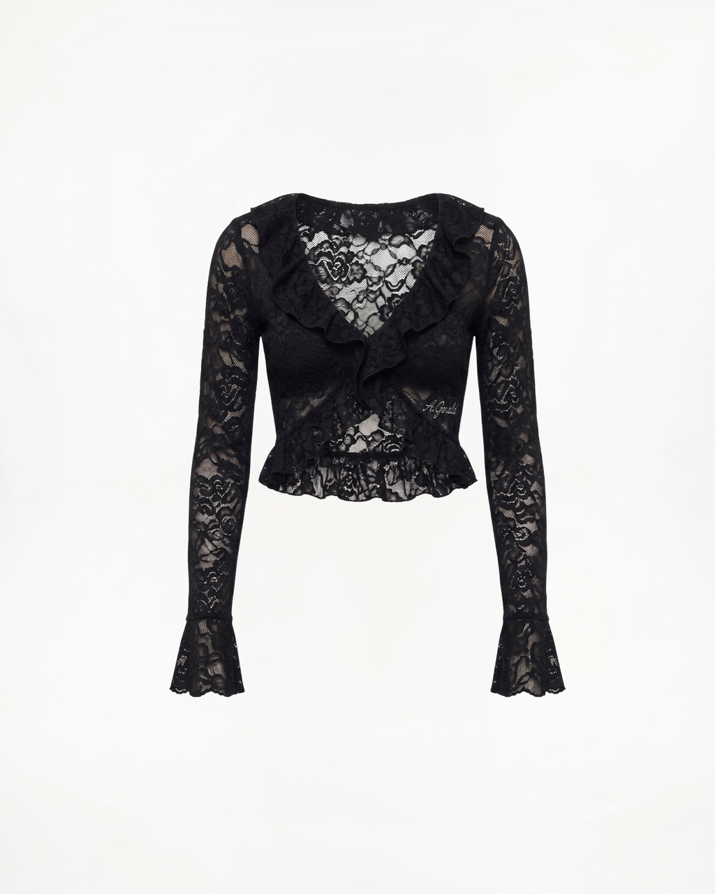 Top Cropped de Encaje con Mangas Acampanadas