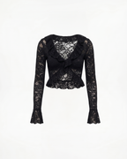 Top Cropped de Encaje con Mangas Acampanadas