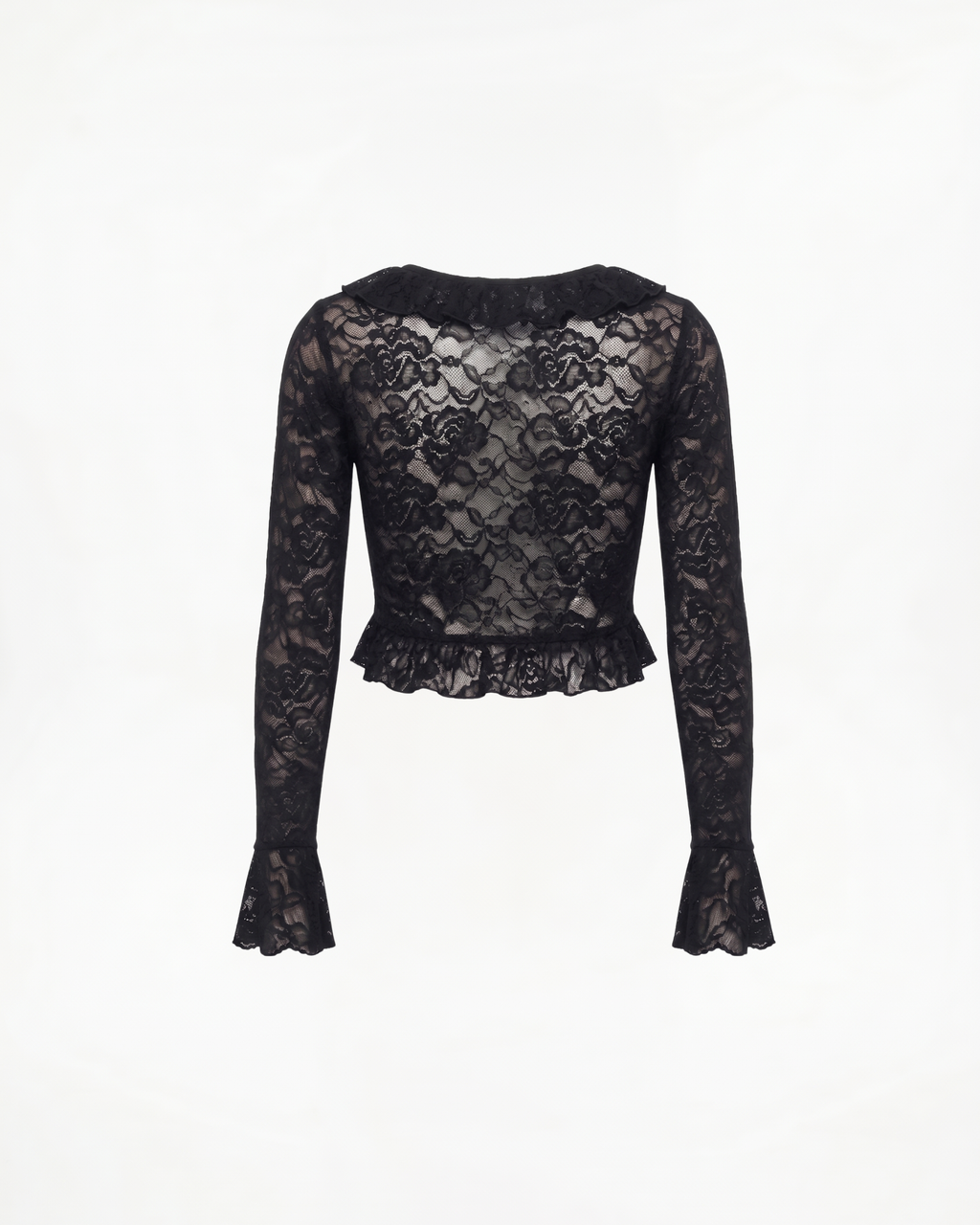 Top Cropped de Encaje con Mangas Acampanadas