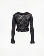 Top Cropped de Encaje con Mangas Acampanadas