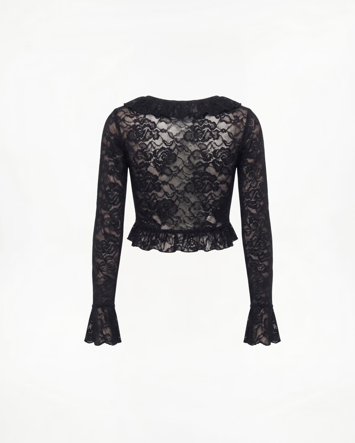 Top Cropped de Encaje con Mangas Acampanadas