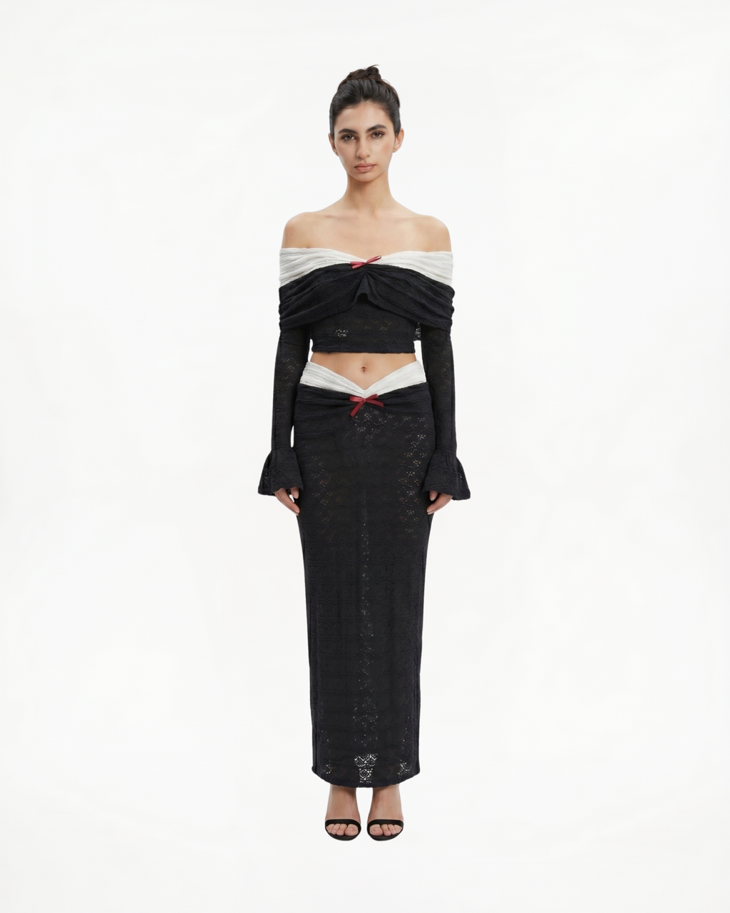 Contrast Lace Off-Shoulder Top