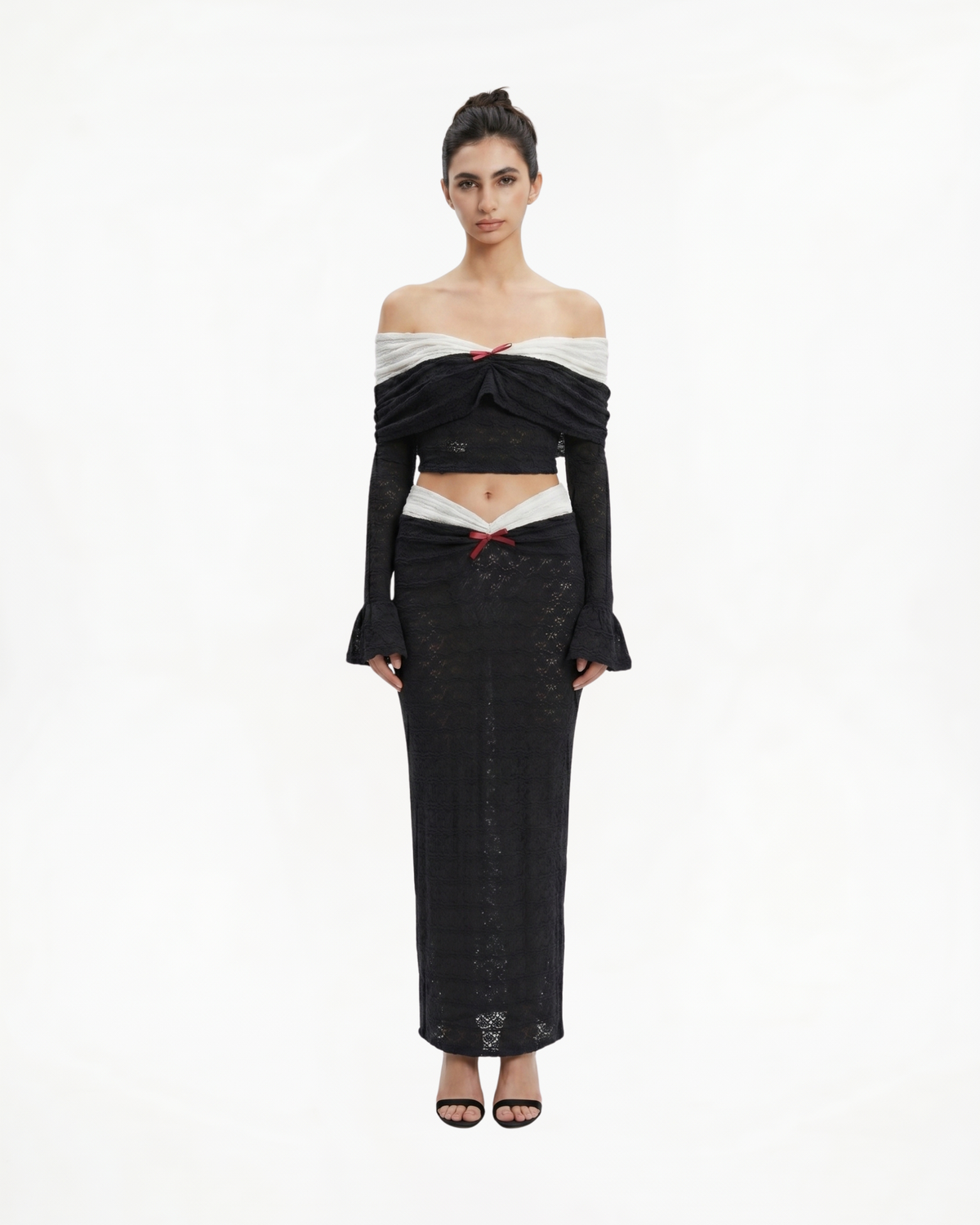 Contrast Lace Off-Shoulder Top