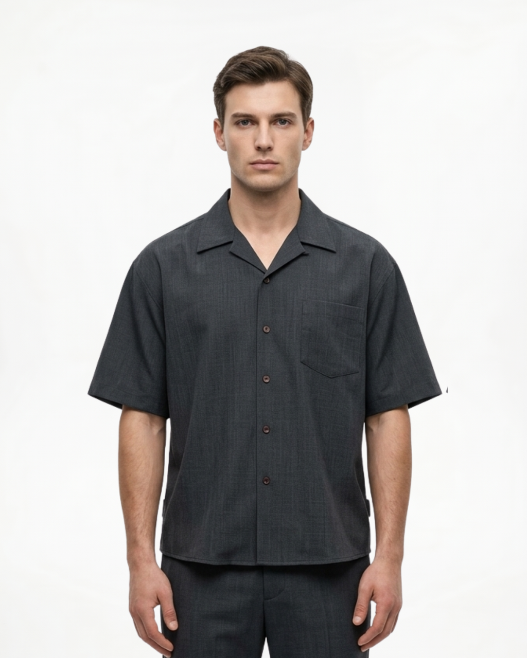 Camisa de lino y algodón con cuello cubano