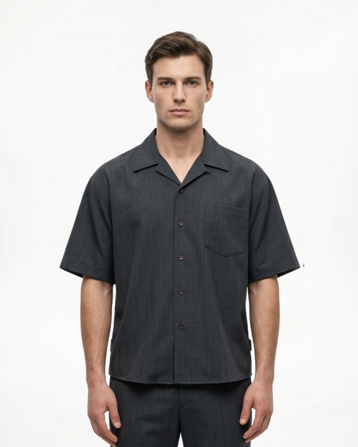 Camisa de lino y algodón con cuello cubano